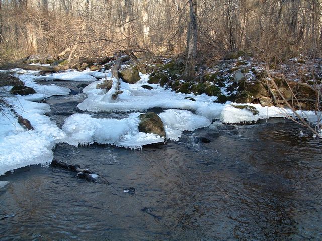 water frozen in midstream